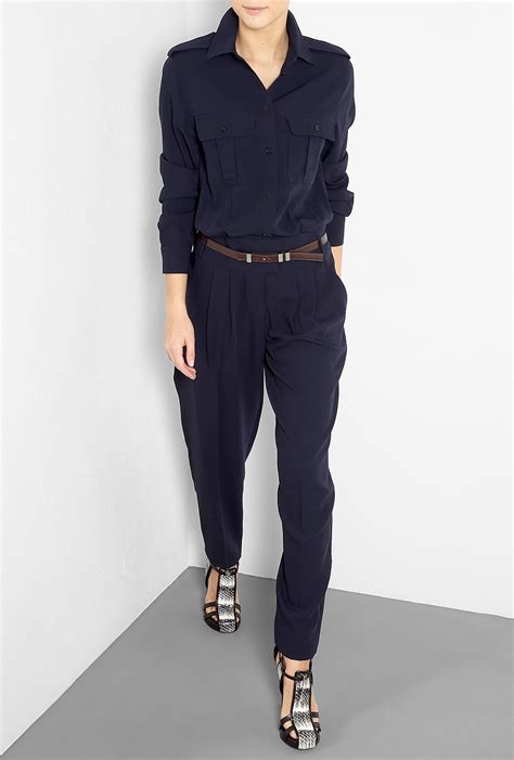 michael kors jumpsuit blue|Michael Kors long sleeve jumpsuit.